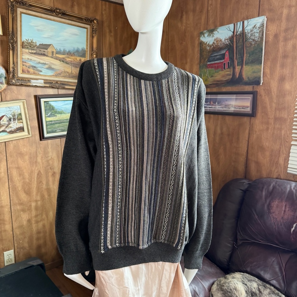 Vintage Wool Eclectic Grandpa Striped Sweater
